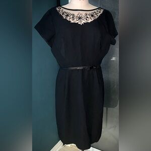 Vintage 60s Black Cocktail Dress With Beautiful Neck Detail.